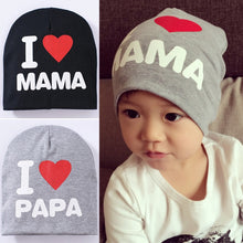 Load image into Gallery viewer, Spring Autumn Baby Knitted Warm Cotton Beanie Hat For Toddler Baby Kids Girl Boy I LOVE PAPA MAMA Print Baby Hats