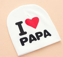 Load image into Gallery viewer, Spring Autumn Baby Knitted Warm Cotton Beanie Hat For Toddler Baby Kids Girl Boy I LOVE PAPA MAMA Print Baby Hats