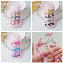 Load image into Gallery viewer, 10 Pcs Girls Colorful Metal Snap Hair Clips with Little Silver mini Snap Hair Head Clips Pins Sleepies Hair Slides School