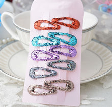 Load image into Gallery viewer, 10 Pcs Girls Colorful Metal Snap Hair Clips with Little Silver mini Snap Hair Head Clips Pins Sleepies Hair Slides School