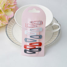 Load image into Gallery viewer, 10 Pcs Girls Colorful Metal Snap Hair Clips with Little Silver mini Snap Hair Head Clips Pins Sleepies Hair Slides School