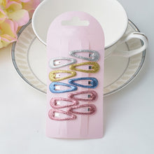 Load image into Gallery viewer, 10 Pcs Girls Colorful Metal Snap Hair Clips with Little Silver mini Snap Hair Head Clips Pins Sleepies Hair Slides School
