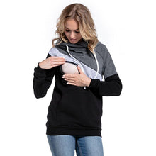 Load image into Gallery viewer, Plus Size Pregnancy Nursing Long Sleeves Maternity Clothes Hooded Breastfeeding Tops Patchwork T-shirt for Pregnant Women