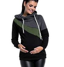 Load image into Gallery viewer, Plus Size Pregnancy Nursing Long Sleeves Maternity Clothes Hooded Breastfeeding Tops Patchwork T-shirt for Pregnant Women