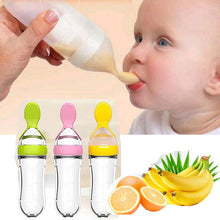 Load image into Gallery viewer, Newborn Baby Squeezing Feeding Bottle Silicone Training Rice Spoon Infant Cereal Food Supplement Feeder Safe Tableware Tools
