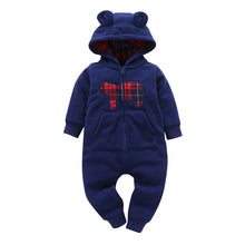 Load image into Gallery viewer, Baby Boy Girl Clothing set Thick Rompers Long Sleeve with Hooded soft cotton Fleece Zipper Bodysuit and Bebes Overalls