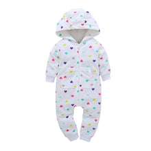 Load image into Gallery viewer, Baby Boy Girl Clothing set Thick Rompers Long Sleeve with Hooded soft cotton Fleece Zipper Bodysuit and Bebes Overalls