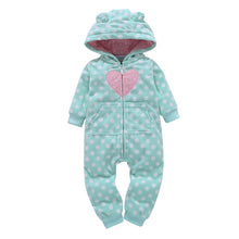 Load image into Gallery viewer, Baby Boy Girl Clothing set Thick Rompers Long Sleeve with Hooded soft cotton Fleece Zipper Bodysuit and Bebes Overalls