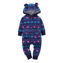 Load image into Gallery viewer, Baby Boy Girl Clothing set Thick Rompers Long Sleeve with Hooded soft cotton Fleece Zipper Bodysuit and Bebes Overalls