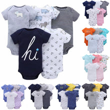 Load image into Gallery viewer, Baby Girl and Boy Clothing Set Short Sleeve Bodysuit 5 pcs pack set Summer soft cotton Cotton Flower