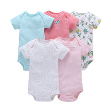 Load image into Gallery viewer, Baby Girl and Boy Clothing Set Short Sleeve Bodysuit 5 pcs pack set Summer soft cotton Cotton Flower
