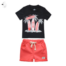 Load image into Gallery viewer, BINIDUCKLING Boys Children Summer O-Neck Print Short Sleeve T-Shirt Top Pants Sets Beach Kid Baby Cotton Cartoon Sets