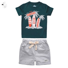 Load image into Gallery viewer, BINIDUCKLING Boys Children Summer O-Neck Print Short Sleeve T-Shirt Top Pants Sets Beach Kid Baby Cotton Cartoon Sets