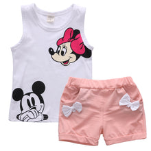 Load image into Gallery viewer, Pudcoco Baby Girl Summer Clothes Set 2 Piece Set Cartoon Minnie Mouse 2-4T Baby Kids Clothes Vest Top + Shorts Tracksuit Outfits