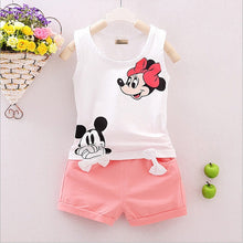 Load image into Gallery viewer, Pudcoco Baby Girl Summer Clothes Set 2 Piece Set Cartoon Minnie Mouse 2-4T Baby Kids Clothes Vest Top + Shorts Tracksuit Outfits
