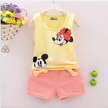 Load image into Gallery viewer, Pudcoco Baby Girl Summer Clothes Set 2 Piece Set Cartoon Minnie Mouse 2-4T Baby Kids Clothes Vest Top + Shorts Tracksuit Outfits