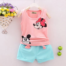 Load image into Gallery viewer, Pudcoco Baby Girl Summer Clothes Set 2 Piece Set Cartoon Minnie Mouse 2-4T Baby Kids Clothes Vest Top + Shorts Tracksuit Outfits
