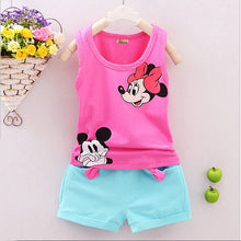 Load image into Gallery viewer, Pudcoco Baby Girl Summer Clothes Set 2 Piece Set Cartoon Minnie Mouse 2-4T Baby Kids Clothes Vest Top + Shorts Tracksuit Outfits