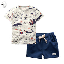 Load image into Gallery viewer, BINIDUCKLING 2PCS Children's Sets Boys O-Neck T-Shirt and Pants Shorts Summer Casual Cartoon Pullover Cotton Kids Boy Clothes