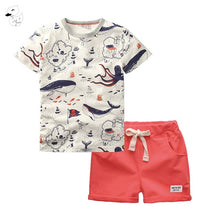Load image into Gallery viewer, BINIDUCKLING 2PCS Children's Sets Boys O-Neck T-Shirt and Pants Shorts Summer Casual Cartoon Pullover Cotton Kids Boy Clothes