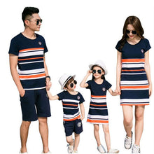 Load image into Gallery viewer, Family Matching Outfits 2019 Summer Fashion Striped T-shirt Outfits Mother And Daughter Dresses Father Son Baby Boy Girl Clothes