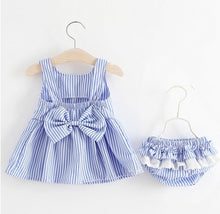 Load image into Gallery viewer, 2018 Newborn Baby Girls Clothes Sleeveless Dress+Briefs 2PCS Outfits Set Striped Printed Cute Clothing Sets Summer Sunsuit 0-24M