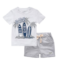 Load image into Gallery viewer, BINIDUCKLING Boys Children Summer O-Neck Print Short Sleeve T-Shirt Top Pants Sets Beach Kid Baby Cotton Cartoon Sets