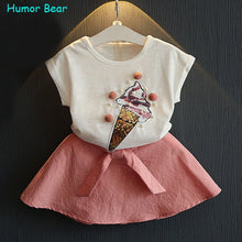 Load image into Gallery viewer, Humor Bear Baby Girls Clothes Sets 2019 Summer Dot flying sleeve top+strap dress+Headband 3-piece kids Children's Clothing Suit