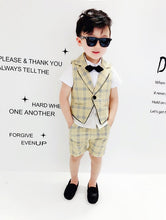 Load image into Gallery viewer, 2PCS Vest+Shorts Kids Boys Summer Clothing Sets New Gentleman Children Wedding Dress Party Wear Plaid Formal Suits F130