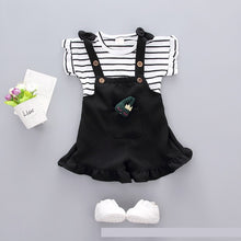 Load image into Gallery viewer, Summer Chinese style baby girl clothing striped T-shirt tops + shorts sports suit for newborn baby girls outfit cool clothes set
