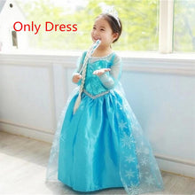 Load image into Gallery viewer, Fancy 4-10y Baby Girl Princess Elsa Dress for Girls Clothing Wear Cosplay Elza Costume Halloween Christmas Party With Crown