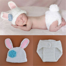 Load image into Gallery viewer, Cute! Hat Suspender Pants Set Handmade Infant Baby Photo Costume Crochet Newborn Baby Photo props accessories