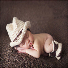 Load image into Gallery viewer, Cute! Hat Suspender Pants Set Handmade Infant Baby Photo Costume Crochet Newborn Baby Photo props accessories