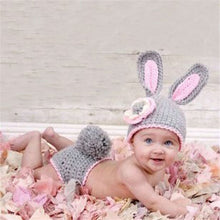Load image into Gallery viewer, Cute! Hat Suspender Pants Set Handmade Infant Baby Photo Costume Crochet Newborn Baby Photo props accessories