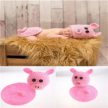 Load image into Gallery viewer, Cute! Hat Suspender Pants Set Handmade Infant Baby Photo Costume Crochet Newborn Baby Photo props accessories