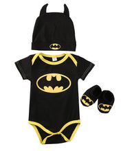Load image into Gallery viewer, Pudcoco Boy Jumpsuits Newborn Baby Boy Girl Clothes Batman Rompers+Shoes+Hat Costumes 3Pcs Outfits Set