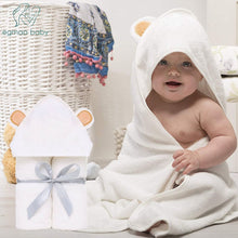 Load image into Gallery viewer, Premium Baby Towel Baby Washcloth Set Organic Bamboo Baby Bath Towel  Extra Soft And Thick Newborn Hooded Towel Baby Washcloth