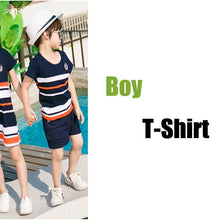 Load image into Gallery viewer, 2019 Summer Striped T-shirt Outfits Mother And Daughter Dresses And Father Son Baby Boy Girl Family Matching Family Outfits