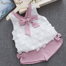 Load image into Gallery viewer, Humor Bear Baby Girl Clothes 2019 Hot Summer New Girls' Clothing Sets Kids Bay clothes Toddler Chiffon bowknot coat+Pants 1-4Y