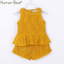 Load image into Gallery viewer, Humor Bear Baby Girl Clothes 2019 Hot Summer New Girls' Clothing Sets Kids Bay clothes Toddler Chiffon bowknot coat+Pants 1-4Y