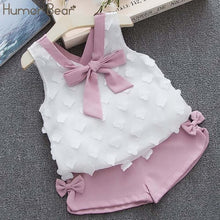 Load image into Gallery viewer, Humor Bear Baby Girl Clothes 2019 Hot Summer New Girls' Clothing Sets Kids Bay clothes Toddler Chiffon bowknot coat+Pants 1-4Y