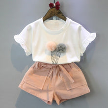 Load image into Gallery viewer, Girls 2019 Summer New Baby Girls Clothing Sets Fashion Style Cartoon Kitten Printed T-Shirts+Net Veil Dress 2Pcs Girls Clothes