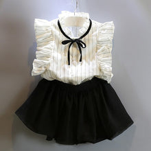 Load image into Gallery viewer, Girls 2019 Summer New Baby Girls Clothing Sets Fashion Style Cartoon Kitten Printed T-Shirts+Net Veil Dress 2Pcs Girls Clothes