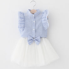 Load image into Gallery viewer, Girls 2019 Summer New Baby Girls Clothing Sets Fashion Style Cartoon Kitten Printed T-Shirts+Net Veil Dress 2Pcs Girls Clothes