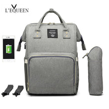 Load image into Gallery viewer, LEQUEEN  USB Baby Diaper Bag Mummy Maternity Nappy Bag Mama Travel Backpack Bag Waterproof Baby Nappy Stroller Handbag Baby Care