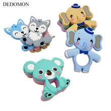 Load image into Gallery viewer, Food Grade Silicone Teethers DIY Animal Koala Baby Ring Teether Infant Baby Silicone Chew Charms Kids Teething Gift Toddler Toys