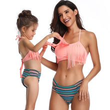 Load image into Gallery viewer, Family Matching Swimwear Mother Daughter Taseel Bikini Bathing Suit Brachwear Swimwear Family Matching Outfits Mom Kids Swimsuit