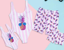 Load image into Gallery viewer, Family Matching Swimwear Outfits Look Mother Daughter Bikini Swimsuits Father Son Swim Shorts Mommy Dad and Me Beachwear Clothes