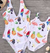 Load image into Gallery viewer, Striped Mother Daughter Swimwear One-Piece Mommy and Me Swimsuit Family Look Matching Outfits Mom Mum Daughter Dresses Clothes