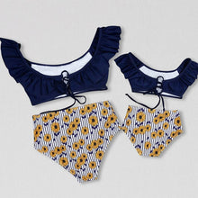 Load image into Gallery viewer, Striped Mother Daughter Swimwear One-Piece Mommy and Me Swimsuit Family Look Matching Outfits Mom Mum Daughter Dresses Clothes